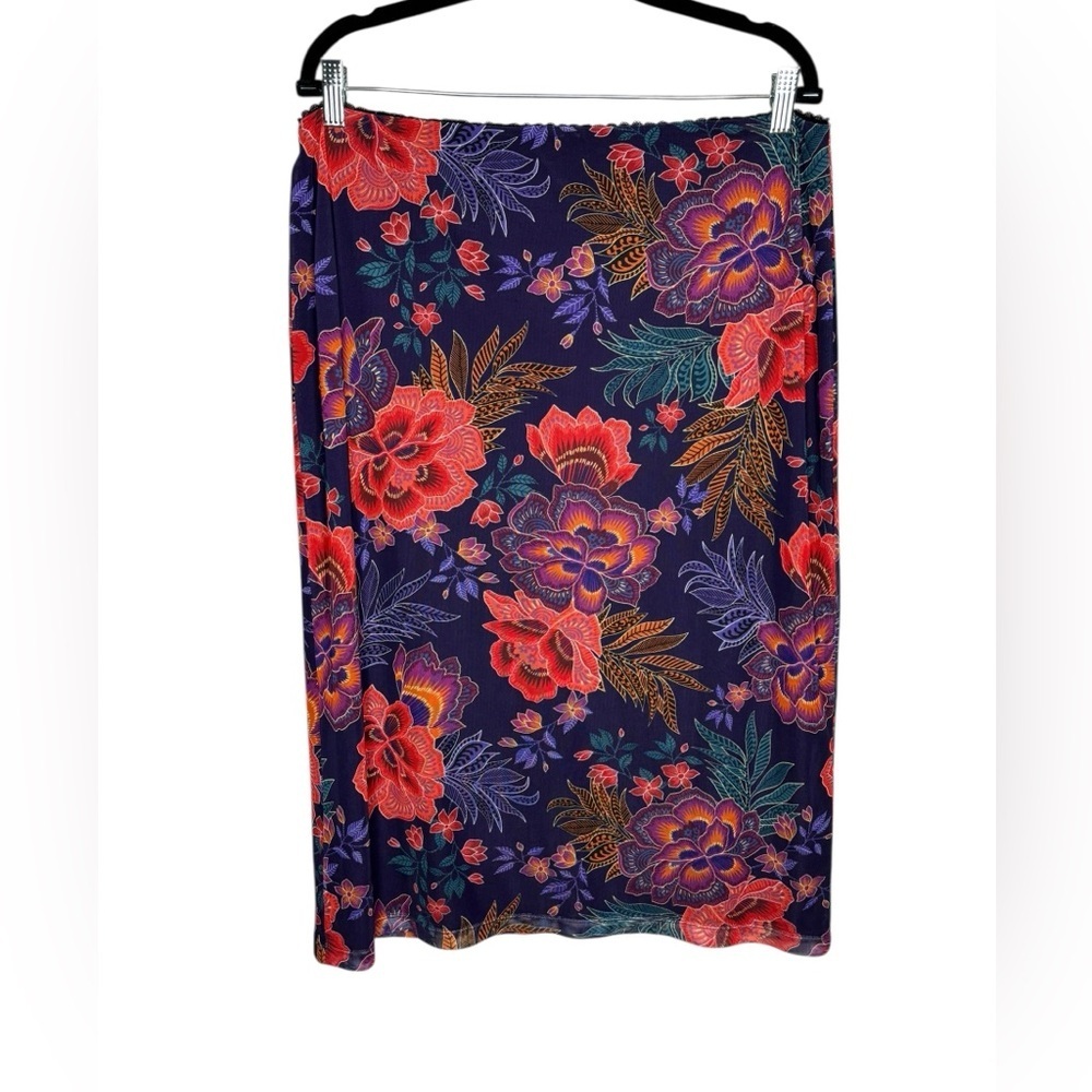 NEW Johnny Was Jade Lizandrea Mesh Pull On Midi Skirt Etta's Garen Print XL - Picture 2 of 13